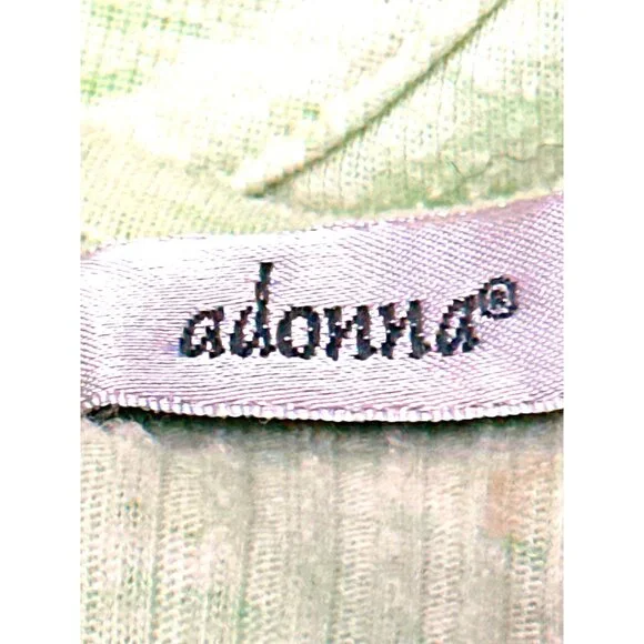 Adonna Lounge Set Green Ribbed Tank Top Shorts Navy Embroidery Size Large - Picture 8 of 16